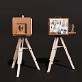 Vintage Cameras Placed on Wooden Tripods with Classic Design and Retro Look