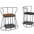 Modern Leisure Chairs With Metal Frame Sleek Lines And Brown Black Seat Cushions