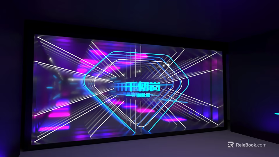 Vibrant Neon Glowing Geometric Patterns On Digital Screen With Light Effects 3d model