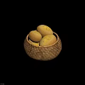 Natural Woven Basket Filled With Fresh Ripe Cantaloupes For Home Use