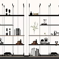 Modern Bookshelf Wire-drawing Decorative Rack Storage Rack Decorations Simple Bookshelf 3d model