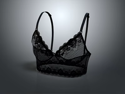 Black Lace Bralette With Delicate Straps And Feminine Fashion Design For Women 3d model