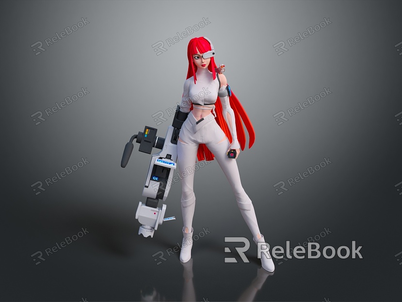 Modern game character lady soldier female detective female agent female thitter model