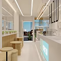 Modern Milk Tea Shop Interior With Display Case And Seating