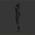 3D Humanoid Character Model In Gray Futuristic Combat Suit With Armor Details