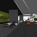 Modern Public Office Space with Green Wall Open Layout Desks and Sofa Seating