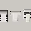 Bathroom Small Accessories Black Wall Mounted Towel Racks With White And Gray Towels