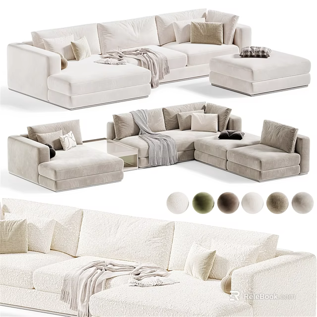 Modern Cozy Fabric Double Sofa With Multiple Styles And Neutral Color Options For Home Decor 3d model 