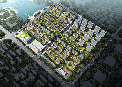 Modern Aerial View Residential Commercial Complex 3d model