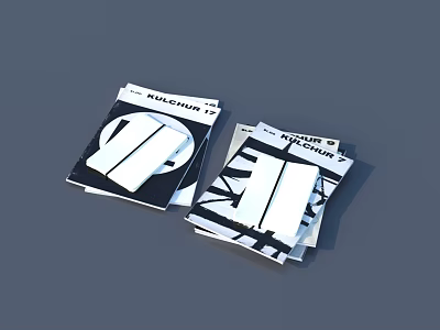 Stack Of Polaroid Magazines With Black And White Cover Design And Geometric Patterns 3d model