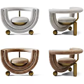 Modern Accent Chair with Curved Armrests Golden Metal Upholstered Seat Wheels and Various Neutral Tones