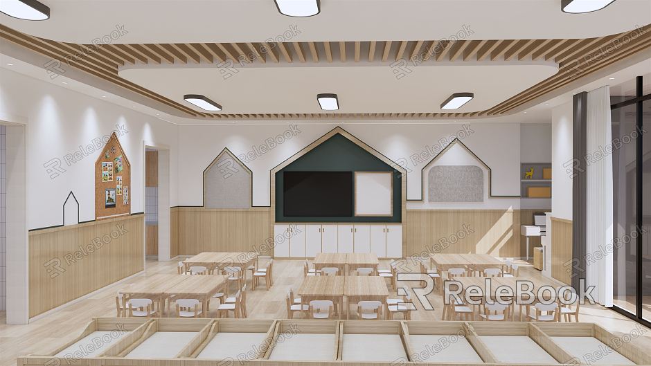 Modern classroom kindergarten interior model