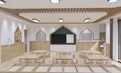 Modern classroom kindergarten interior 3d model