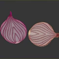 Fresh Sliced Red Onion Halves With Vibrant Purple And White Stripes
