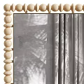 Decorative Mirrors With Beaded Frames Against Curtains And Palm Leaf Shadows 3d model