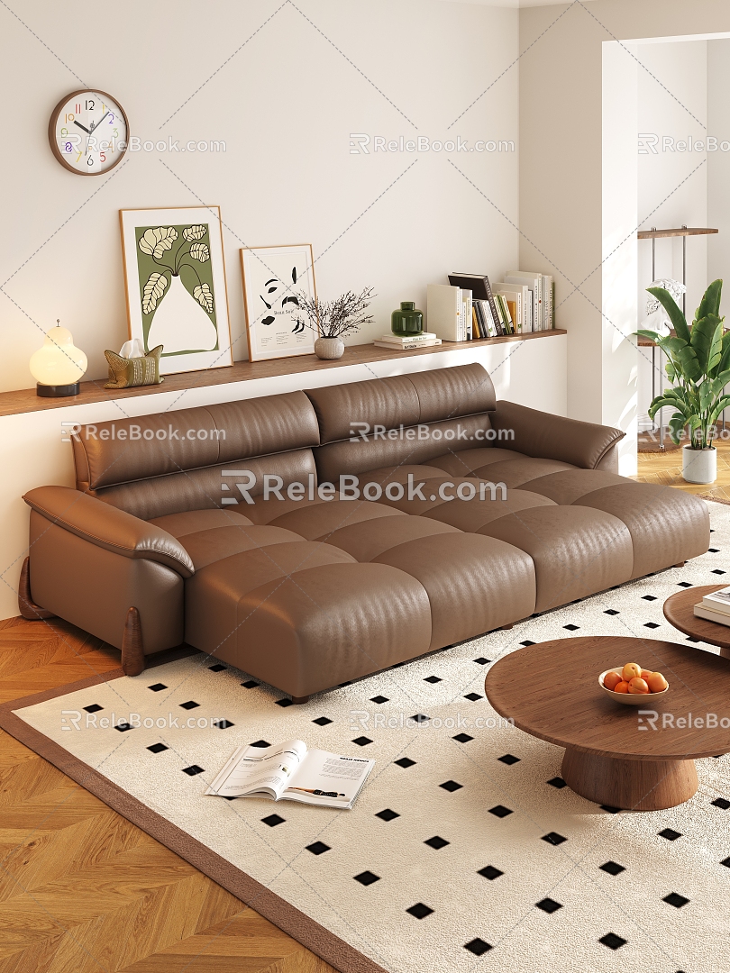 Modern Multiplayer Sofa Coffee Table Combination 3d model