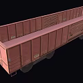 Brown Open Top Freight Train Car With Side Panels Wheels And Metal Vents