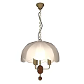 Modern Ivory Chandelier With Umbrella Shaped Scalloped Edges And Gold Metal Base
