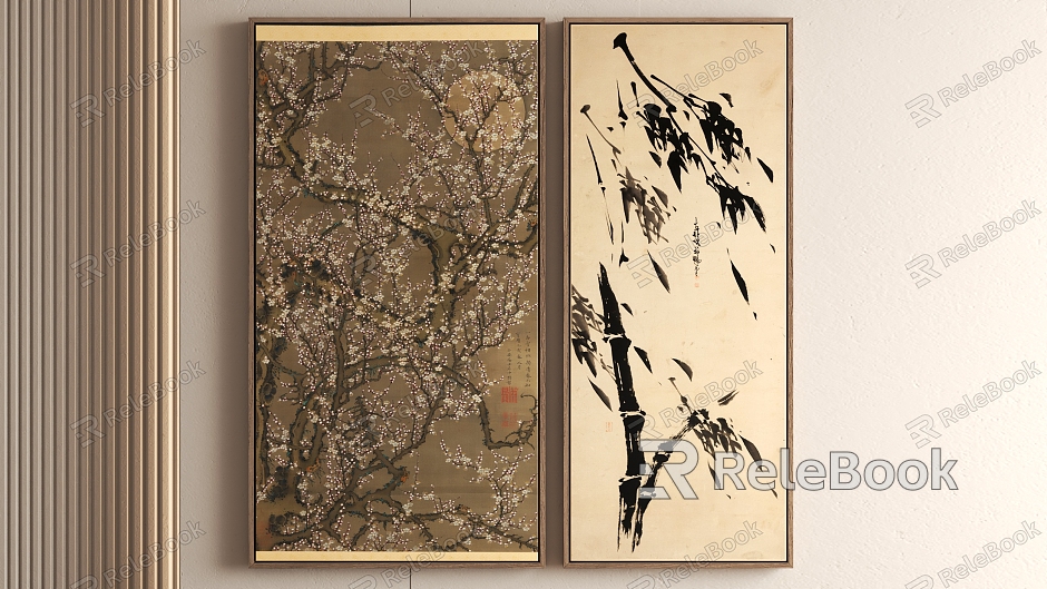 New Chinese Plum Blossom Bamboo Decorative Painting Hanging Painting Ink model