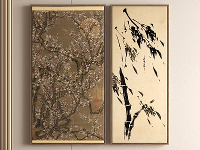 New Chinese Plum Blossom Bamboo Decorative Painting Hanging Painting Ink model