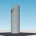 Modern Office Building With Glass Facade And Grid Design Tower Structure 3d model