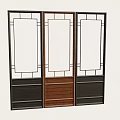 Modern Three Panel Wooden Room Divider With Dark Frame And Minimalist Design