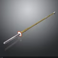Long Yellow Staff Weapon With White Ends And Red Ring Design