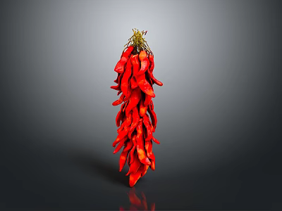 Fresh Red Chili Peppers Hanging Bunch With Vibrant Color And Texture 3d model