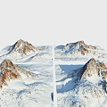 Majestic Snowy Mountain Landscape With Rocky Peaks And Snow Covered Valleys