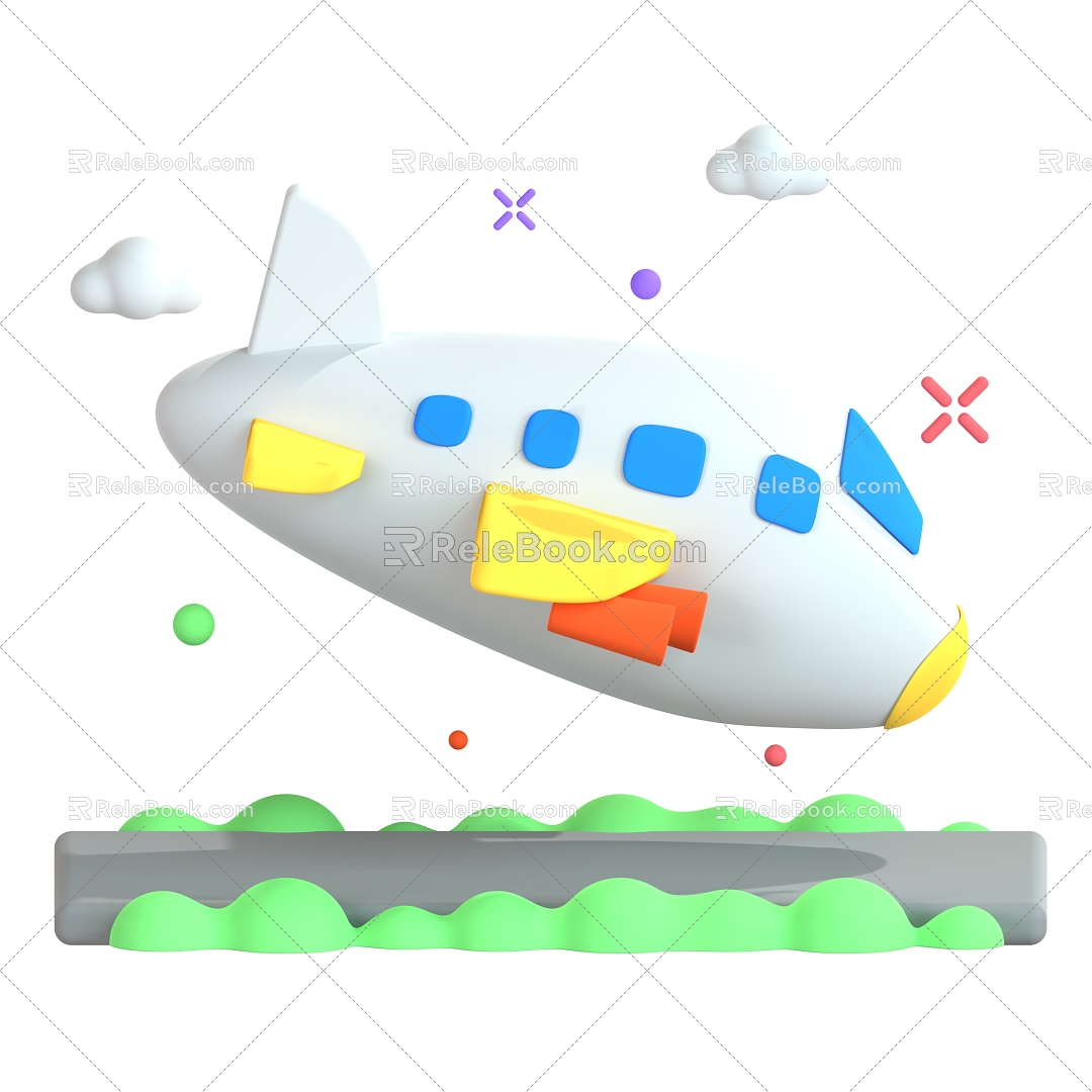 Airplane Vehicle Airplane Landing Scene Cartoon Airplane 3d model