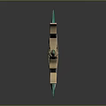 Ornate Decorative Sword With Green Accents Gold Details Intricate Patterns And Reflective Surface