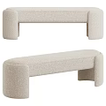 Modern Upholstered Light Beige Sofa Bench With Curved Arms And Smooth Surface