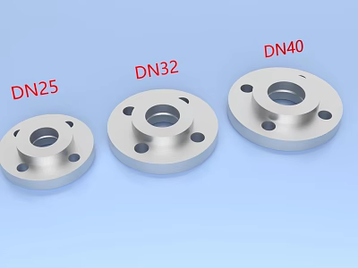 Pipe Flanges in Different Sizes DN25 DN32 and DN40 for Piping Systems 3d model