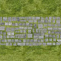 Gray Stone Slabs Paved Irregular Rectangular Path On Green Grass 3d model