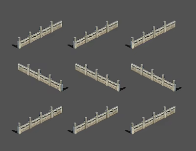 Chinese Guardrail Railing 3d model