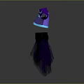 Blue Purple Decorative Top With Striped Sleeves And Black Skirt With Purple Frills