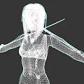 Game Movie Character With Red Hair Black Red Tight Clothing And Sword On Back