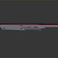 White Elongated Device Part With Red Top Surface And Smooth Edges