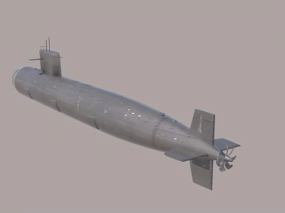3D Rendering of Military Submarine Vessel with Hull and Propeller Structure 3d model
