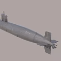 3D Rendering of Military Submarine Vessel with Hull and Propeller Structure