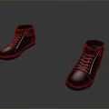 Black High Top Leather Shoes With Lace Up Design And Modern Casual Style