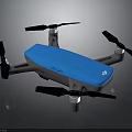 Blue And Gray Drone With Four Propellers And Compact Design