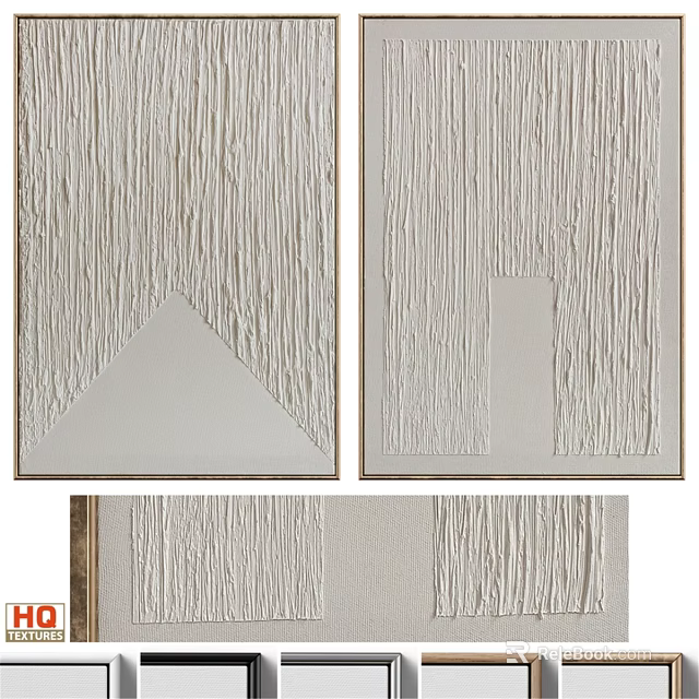 Modern Textured Picture Frames With Geometric Patterns And White Finish Design 3d model 