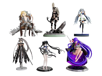 Anime Character Collectible Figures With Various Poses And Intricate Designs 3d model