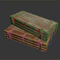 Vintage Stacked Wooden Boxes with Metal Clasps and Rope Handles and Distressed Wood Texture