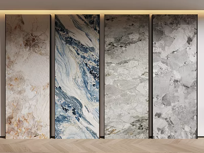 Stone Wall Textures in Various Patterns with Wooden Flooring for Interior Design 3d model