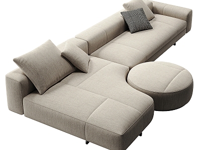 Minotti multi-person sofa stool pillow round stool simple sofa model