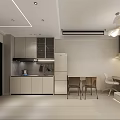Modern Neutral Tones Open Plan Living And Dining Room With Integrated Functional Kitchen Interior Design