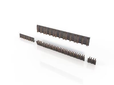Industrial Metal Nail Strips In Different Lengths With Metal Texture For Construction Fixing 3d model