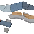 Modern Modular Sofa Set Featuring Various Colored Modules And Flexible Interchangeable Sections 3d model